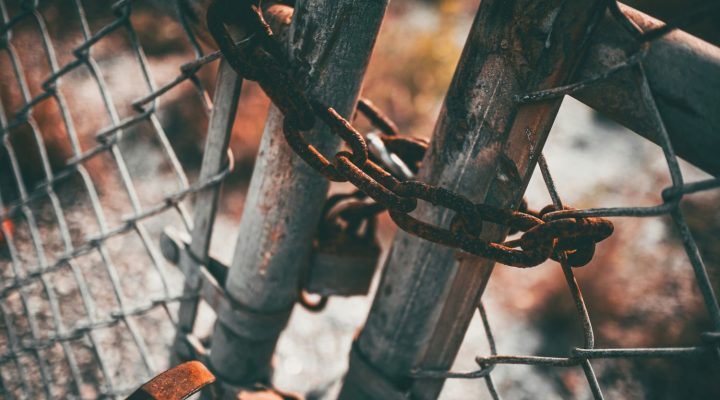 locked chain link fence